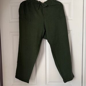 Old Navy Women's Dark Green Linen Straight Leg Pants
